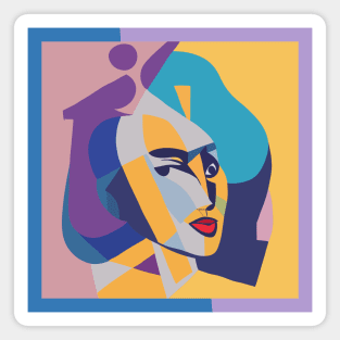 Sally - Cubism Portrait with Border Magnet